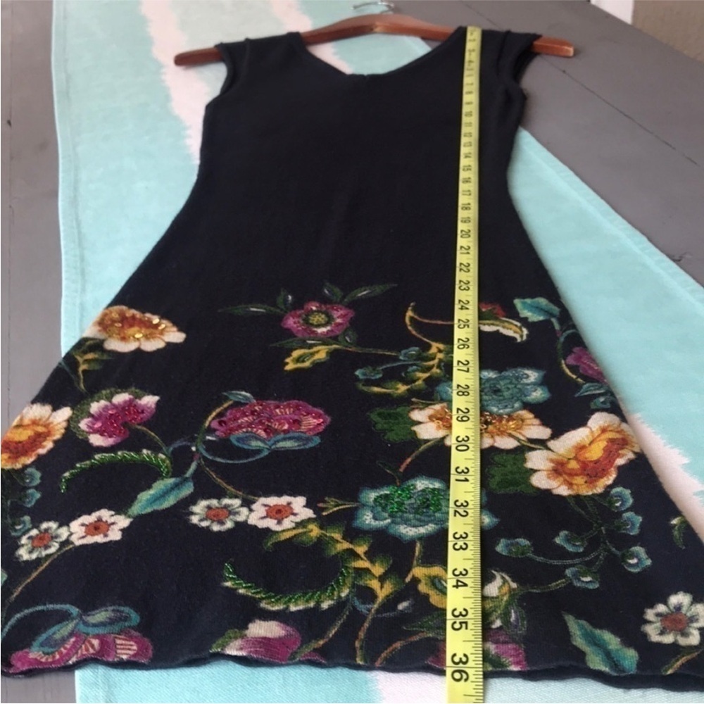 Desigual Mari Knit A-Line Dress Floral Sequin Detail V-Neck XS - Picture 7 of 7